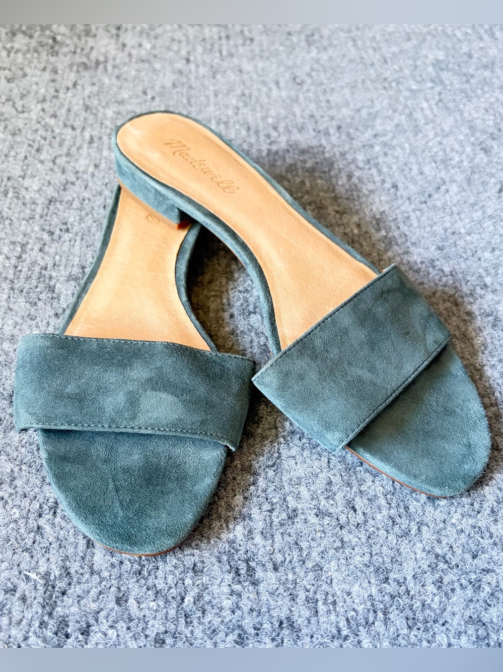 Madewell Teal Suede Slide Sandals